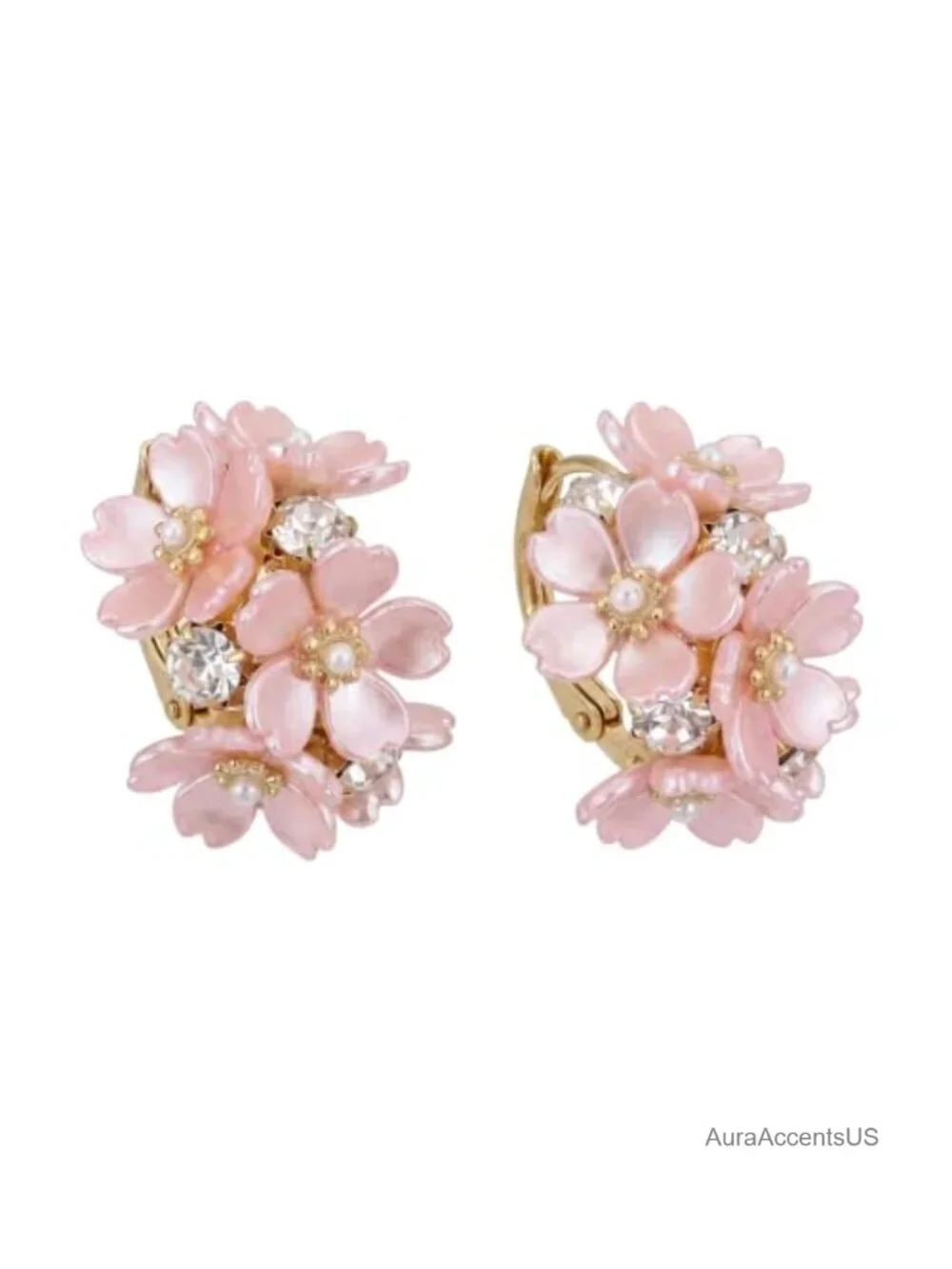 Pink Floral Dangle Earrings for Women Statement Jewelry Wedding Guest Gift